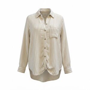 American Eagle Outfitters Striped Shirt in Beige and White